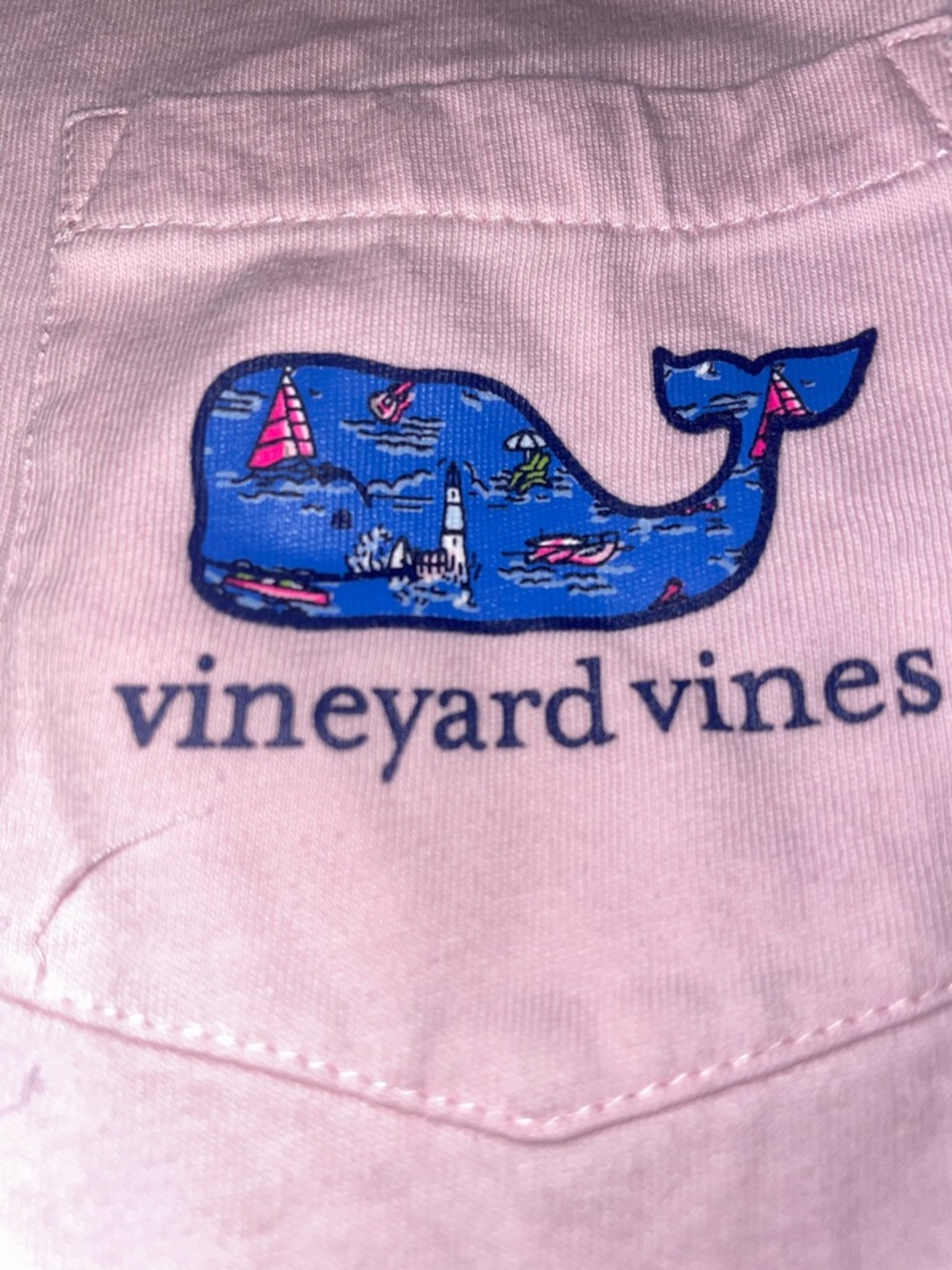 Vineyard Vines Pink Tee with Blue Nautical Whale Logo - Picture 3 of 4